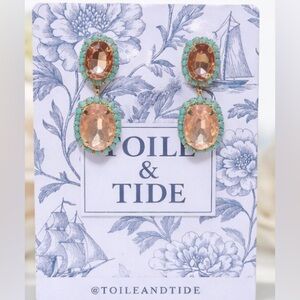 Toile & Tide Turquoise & Champagne Crystal Drop Earrings |Coastal Bridal Resort